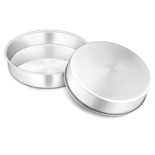 Backform 2er Set, Onader Edelstahl Rund Kuchenform Kuchenbackform, Backformen für Geburtstag/Hochzeit/Weihnachten Kuchen, Ungiftig & Gesund, Leicht Zu Reinigen & Spülmaschinenfest - 20cm