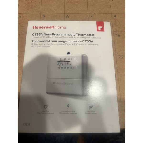 NEW Honeywell Home CT33A1009 750 Millivolt Heat Only Non-Programmable Thermostat