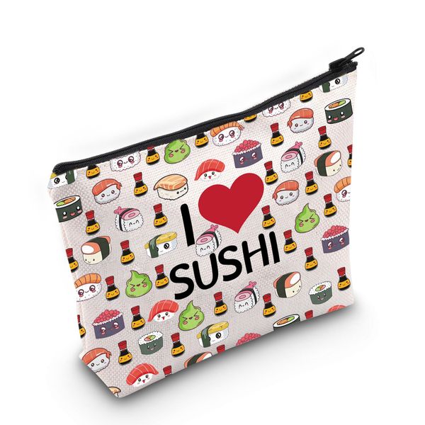 PYOUL Sushi Liebhaber Geschenk Sushi Addict Make-up Tasche Japanische Sushi Kosmetiktasche Japanische Lebensmittel Liebhaber Geschenk Restaurant Geschenk Kawaii Sushi Reißverschluss Reisetasche, Sushi