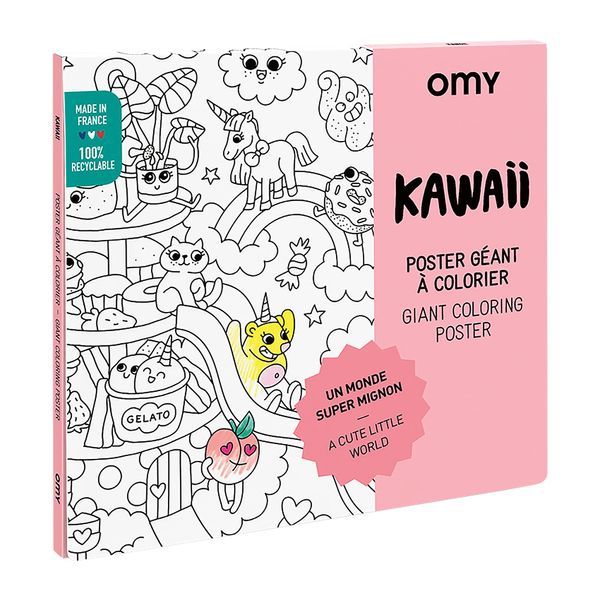 Omy Giant Coloring Poster, Kawaii, Japanese Culture of Cuteness, 40 x 28 inches, Creative Play and Fun for Kids and Adults
