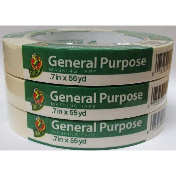 NEW! NOT OF (3) DUCK GENERAL PURPOSE TAPE .7 IN X 60 YD, MASKING TAPE