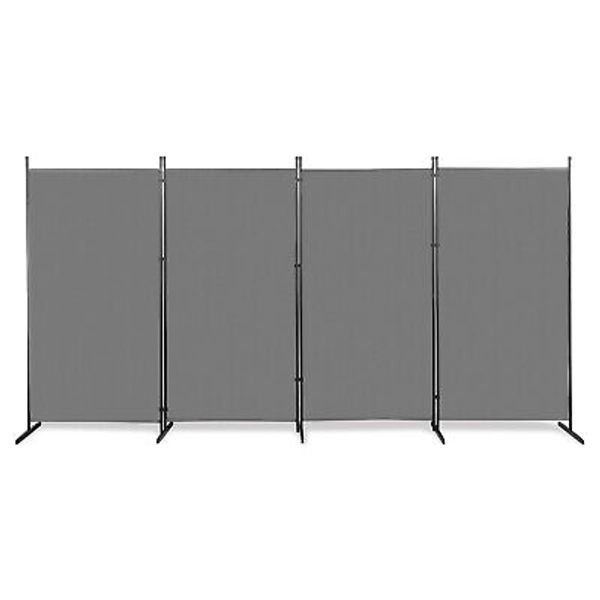 6FT 4-Fold Portable Projection Screen Carbon Steel Frame Polyester Gray