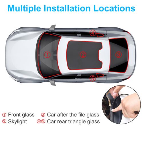 EEEKit 5M/16FT Auto Seal Weather Stripping, Rubber Sealing Strip Trim Cover, for Car Front Rear Windshield Sliding Doors