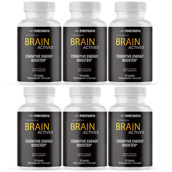 Brain Actives Cognitive Energy & Memory Enhancing Supplement Capsules 6 Bottles