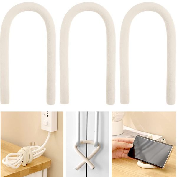 JEWYOCO Hooks, Smartphone Stand, Cabinet Lock, Closet, S-Shaped Flexible Bend, Adjustable, Anti-Shift, (Pack of 3)