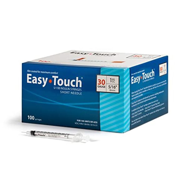 EasyTouch U-100 Insulin Syringe with Needle, 30G 1cc 5/16-Inch (8mm), Box of 100