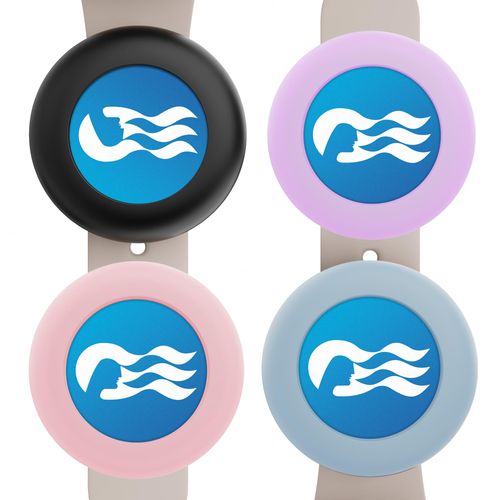 [4 Pack] Princess Cruise Medallion holder Watch Adapter, Silicone Princess Medallion Holder Accessories for Carnival Ocean Medallion, Also for Apple Airtag Dog Collar Holder (Black/Blue/Pink/Purple)