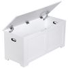 39.4'' Flip-Top Toy Box Storage Chest with 2 Safty Hinges Bed End Bench White