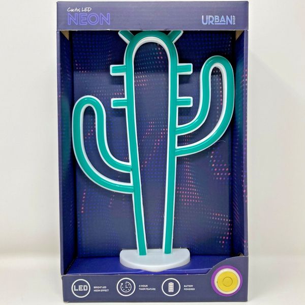 Urban Shop Cactus LED Neon Light 4 Hour Timer Idea Nuova Green New Sealed