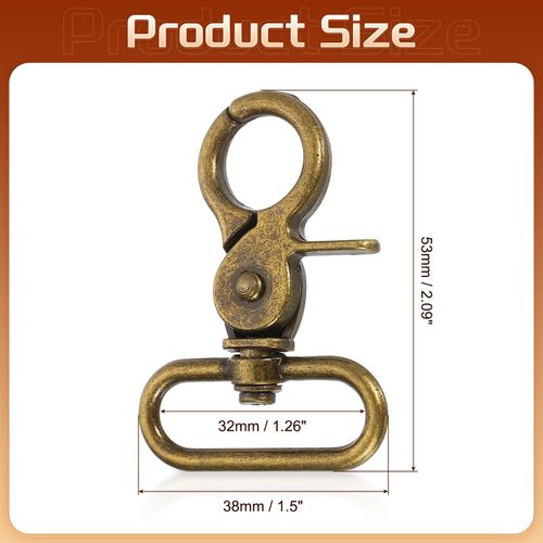 uxcell 6Pcs Swivel Snap Hook, 32mm(1 1/4") Trigger Snap Heavy Duty Zinc Alloy Metal Lobster Claw Clasp Lanyard Clips for Straps Bags Belting Leathercraft, Bronze
