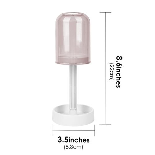 DODAMOUR Toothbrush Holder with Drainage for Bathroom, 3 Slots Toothbrush Holder Stand with Tooth Brush Cup, Countertop Storage Organizer for Conventional Toothbrushes, Toothpaste (Clear Pink)