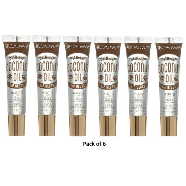 6 X BROADWAY VITA-LIP CLEAR LIP GLOSS COCONUT OIL 14 ML/0.47 OZ