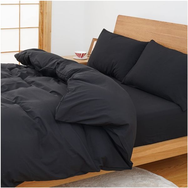 [Ultra Soft / Water Washable] Duvet Cover Single All Season Duvet Cover, Made of High Density Fabric, Super Absorbent and Quick Drying, Breathable, Antibacterial, Odor Resistant, Anti-Mite, Easy to Put on and Take Off, Gentle on Skin (Single Black)