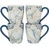 Playa Shells 16-Piece Coastal Dinnerware Set Service for 4 – Ceramic Plates, Bow