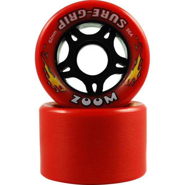 Sure-Grip Zoom Speed Roller Skate Wheels - neon/red