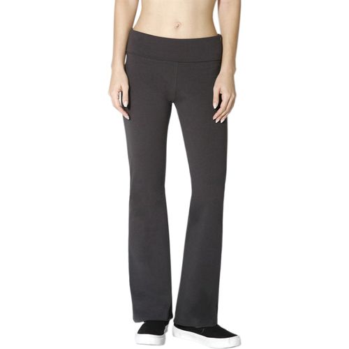 PacificPlex Stretch Cotton Yoga Pants Fold-Over Waist Junior Plus Size, XL, Charcoal