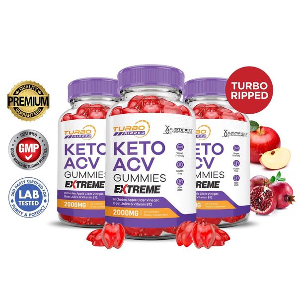 Turbo Ripped Keto Extreme ACV Gummies 2000MG Apple Cider Vinegar 180 Gummys