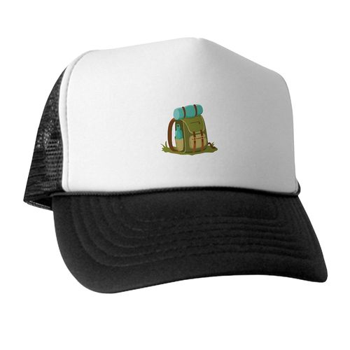 CafePress Hiking Backpack Snapback Trucker Hat Black/White