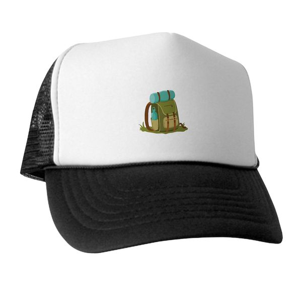 CafePress Hiking Backpack Snapback Trucker Hat Black/White