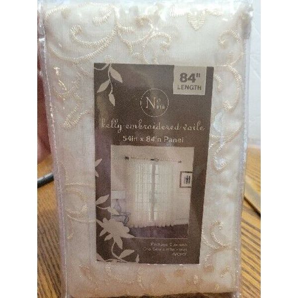 NEW No. 918 Kelly Ivory Embroidered Sheer Voile Curtain Panel 54X 84"