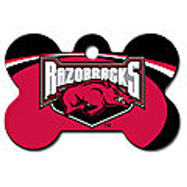 NCAA ARKANSAS RAZORBACKS ENGRAVED LG BONE PET ID TAG