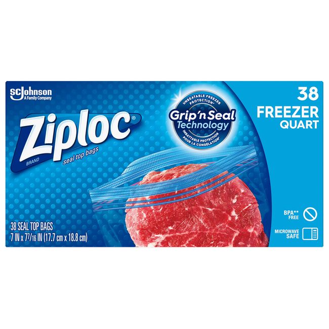  Ziploc 2 Gallon Food Storage Freezer Bags, Grip 'n Seal  Technology for Easier Grip, Open, and Close, 10 Count (Pack of 3) : Health  & Household