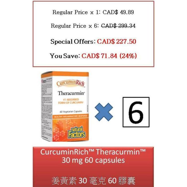 60 V CurcuminRich™ Theracurmin™ 30 mg - Natural Factors