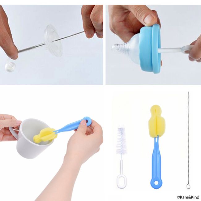 Baby Cleaning Brush Set for Baby Milk Bottle Straws Brush Nipple
