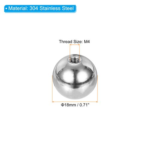 PATIKIL M4x18mm Ball Nuts Knob, 8 Pcs Female Thread 304 Stainless Steel Round Blind Hole Screw Cap Cover for Lighting Machinery DIY Decoration, Silver