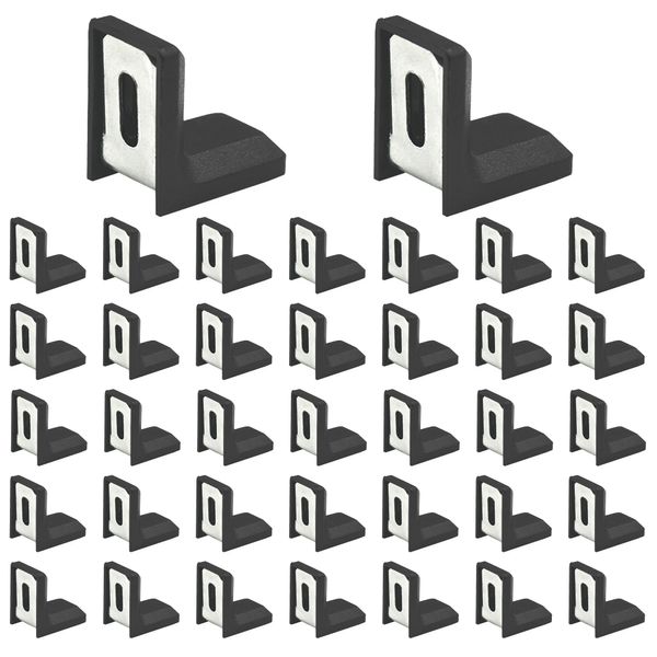 40 PCS L Shape Right Angle Corner Brackets,Shelf Bracket,Plastic Ourside Metal Inside Corner Brace (Black)