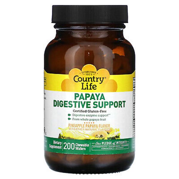 Papaya Digestive Support, Pineapple Papaya, 200 Chewable Wafers