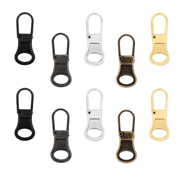 10pcs Zipper Pull Replacement, Detachable Mental Zipper Pull Tab Repair Mixed-Color Luggage Zipper Head Zipper Slider Handle for Clothing Jackets Backpack Shoes Suitcase