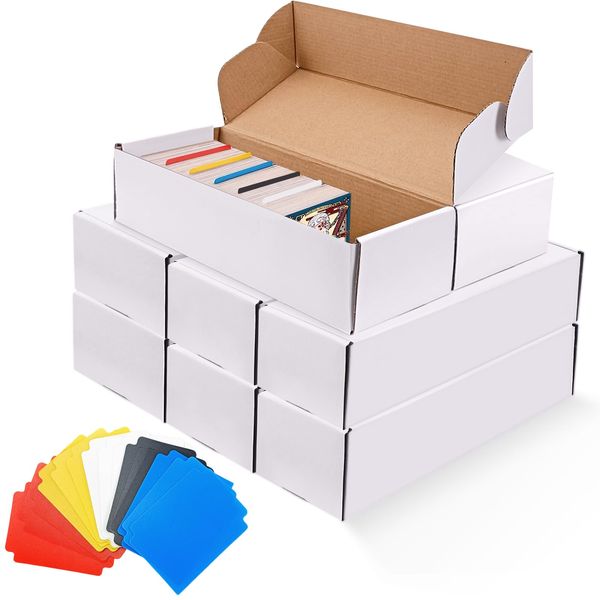 Septo 8 Pack Trading Card Storage Box, Card Box for Baseball Card Tcg Card with 15 Pcs Dividers Card Storage Collector Boxes Card Organizer, Hold 4,800 Cards