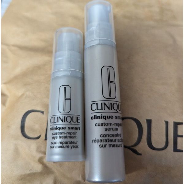 Lot of 2x Clinique Custom Repair Eye Treatment 5 ml/.17 oz+Serum 10ml/.34oz Bdl