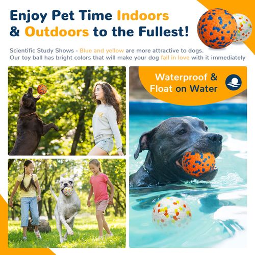 Petcare 2 Pack Dog Toy Balls Upgraded Indestructible Dog Tennis Ball Aggressive Chewers Dog Toys for Medium Large Dogs Interactive Durable Bouncy Dog Chew Balls Water Toy Fetch Balls Rottweiler