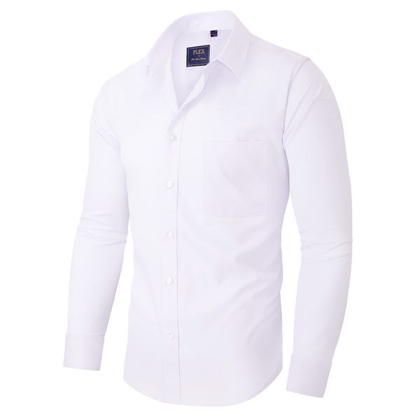 Alimens & Gentle Men's Dress Shirts Wrinkle-Free Long Sleeve Stretch Solid Formal Business Button Down Shirt with Pocket