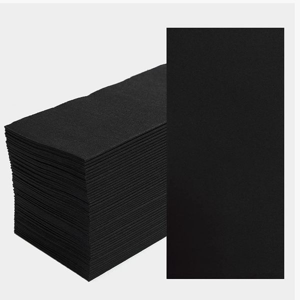 JEBBLAS Disposable Linen Feel Napkins Cloth Like Party Napkin, Decorative Dinner Napkins for Weddings,Party Or Event, Elegant, Thick and Durable, Pack of 100, Black