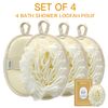 Crovin Bath Shower Pouf Sponge - 4 Count Exfoliating Mesh Pouf Sponge-Large 5x7 Premium Loofah Shower Scrubber for Men and Women-Elastic Hand Strap Body Brush to Soothe, Cleanse Your Skin