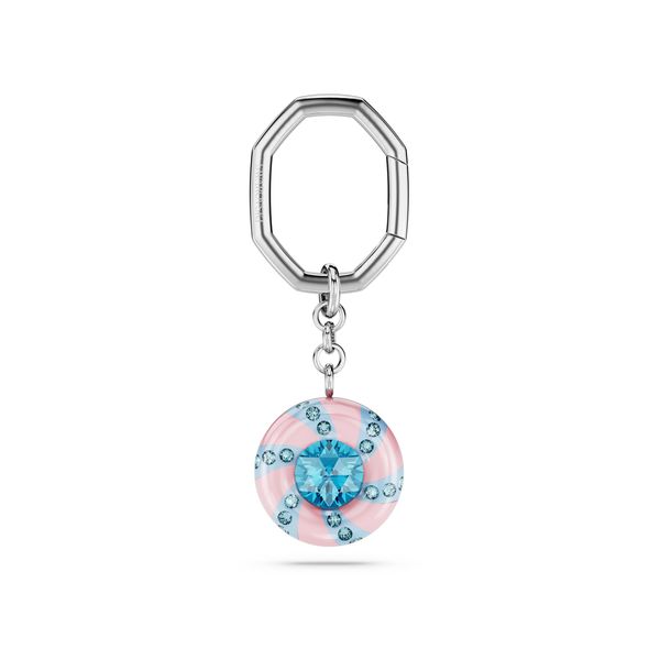 Swarovski Dulcis key ring, Round cut, Blue, Rhodium plated