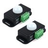 2 Pack 12V/24V PIR Sensor, Motion Sensor Infrared for LED Strips, PIR Timer Controller Dimmer Switch with Motion Detection, Automatic Controller for LED Light Strips, Adjustable Delay Time, Black