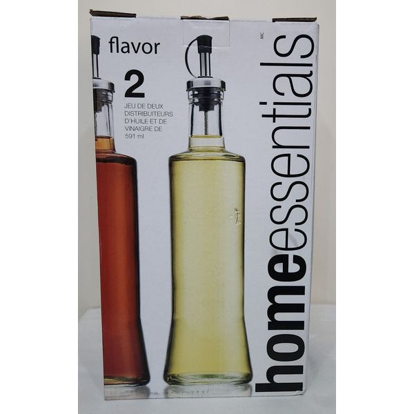 Home Essentials - Oil and Vinegar Cruet Dispenser, Glass 20oz, Set of 2