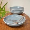 YöL Grey Dinnerware Set Table Setting Service For 4 Stoneware Modern Design 12pc Dinner Set Bowls Plates Dining