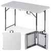 Folding Table 4 FT Portable Fold-in-Half Adjustable Plastic Camping Table White