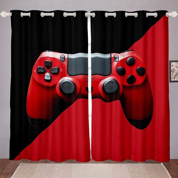 Erosebridal Teens Gamepad Curtains for Bedroom, Video Game Window Curtains Kids Boys Player Gaming Window Drapes Modern Gamer Window Treatments Curtains Living Room Decor, Red Black, 38" Wx45 L