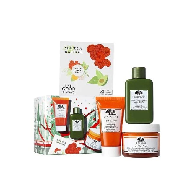 Origins GinZing & Mega Mushroom Hydrating 3 Pieces Glow Kit Set