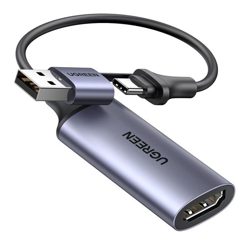 UGREEN Full HD 1080P Capture Card 4K HDMI to USB-A/USB-C HDMI Video Capture Card USB 2.0 Capture Video and Audio Recording for Gaming, Streaming, Teaching, Video Conference
