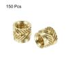 sourcing map Knurled Insert Nut M5 x 6mm L x 7mm OD Female Thread Brass Embedding Nut 150 Pcs