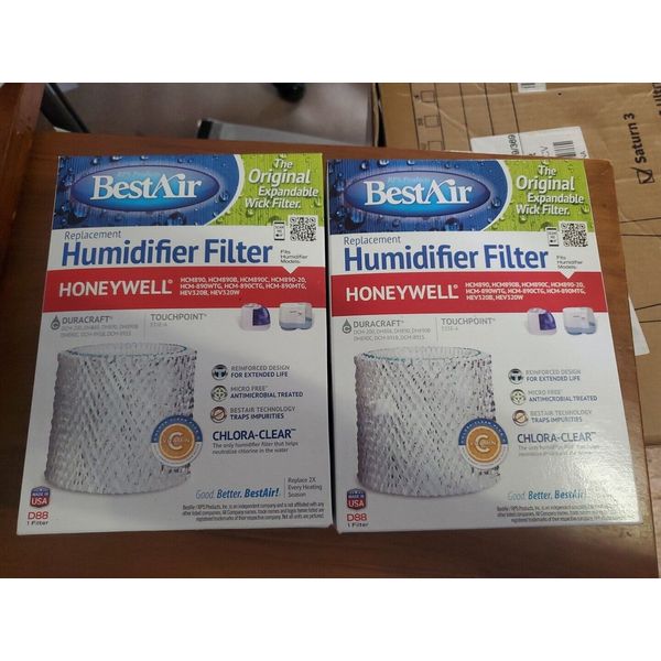 2 Boxes: BestAir Replacement Humidifier Filter Model #D88