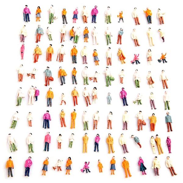 100 PCS Miniature People Architectural Model, 1:100 HO Scale Model Figures Colorful Model Train People Figure Passengers Standing & Sitting Tiny Little People Figures for Miniature Scene By MYCreator