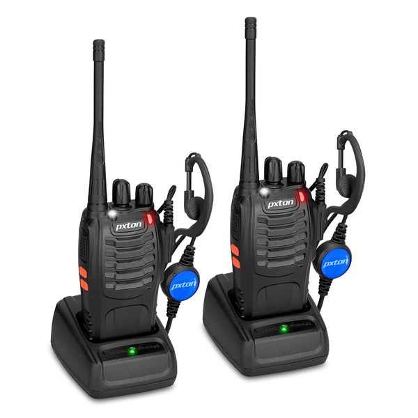 pxton PX-8S-01 walkie talkies for Adults with Upgraded Headset,Handheld Portable Two Way radios Long Range Include Rechargeable walkie Talkie Li-ion Battery and USB Charger（2 Pack）